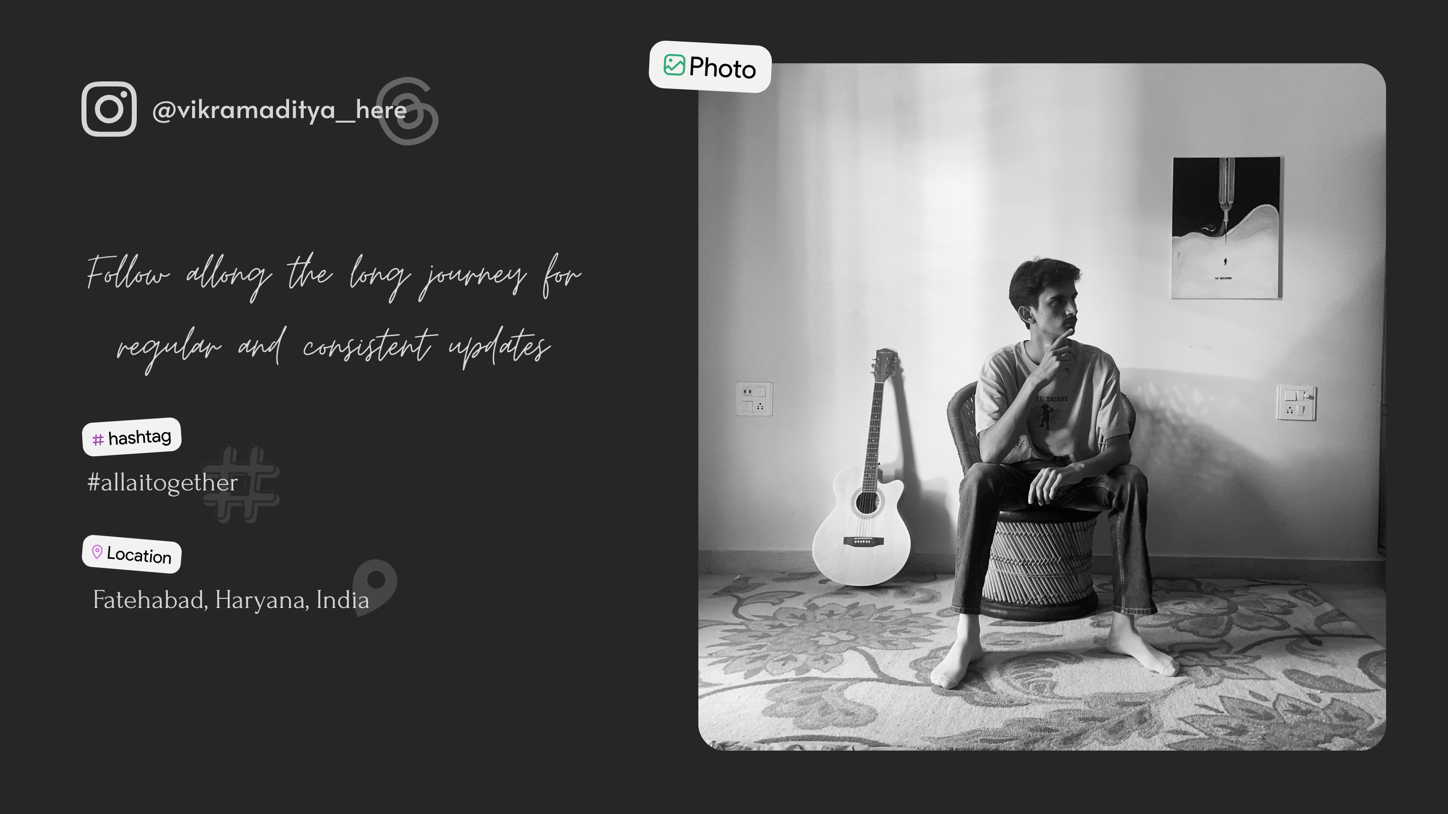 Vikramaditya sitting at home with his guitar